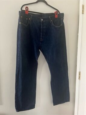 Levi's 501 Jeans Mens 40 X 32 Dark Wash Button Fly Western Minimalist
